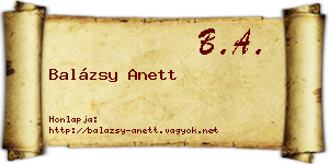 Balázsy Anett névjegykártya