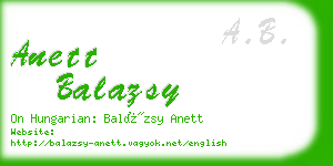 anett balazsy business card